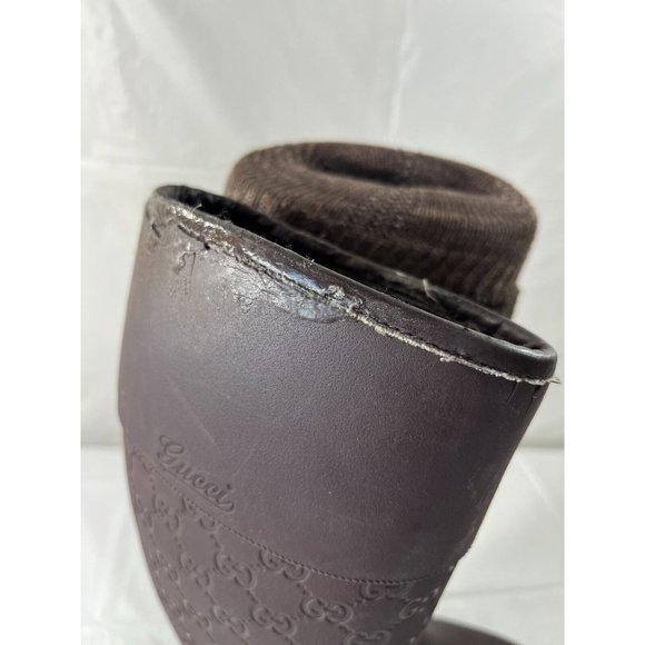 Authentic Gucci Vintage GG Monogram Rain Boots Brown Size 6 - Picture 9 of 16